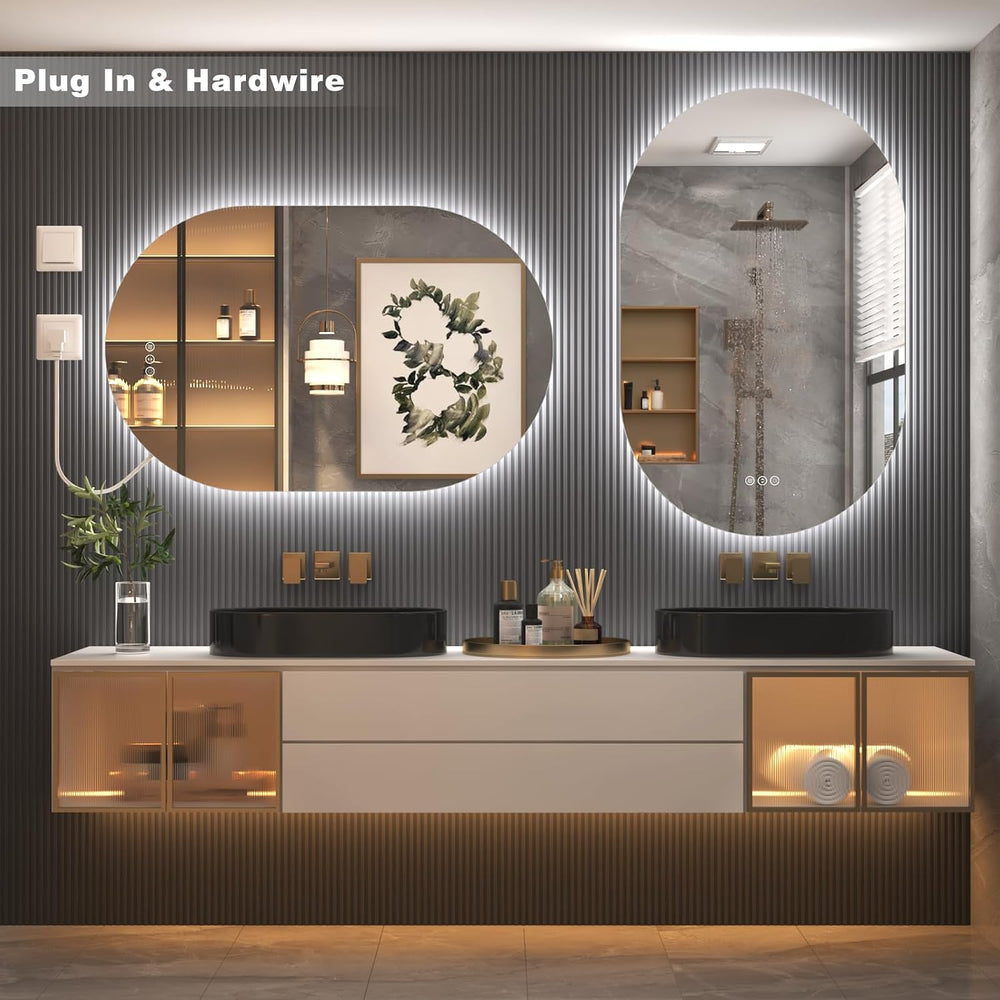 SMIROR 24x36 Oval Backlit LED Bathroom Vanity Mirror with Lights for Wall
