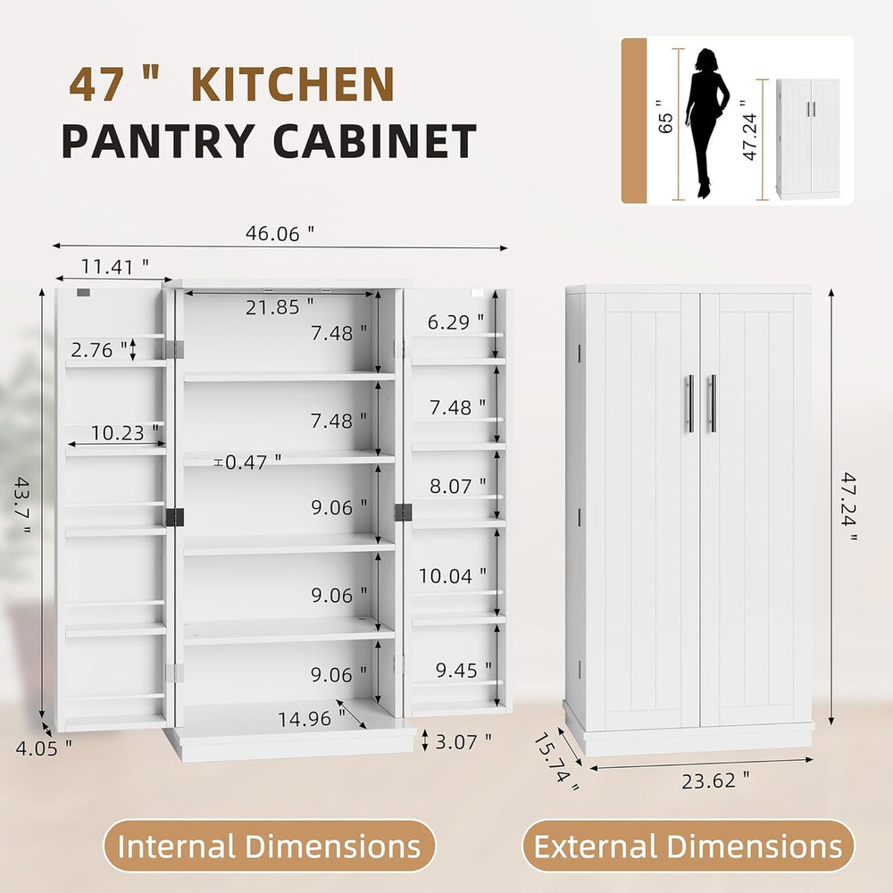 Shintenchi Kitchen Pantry Cabinet,5 - Layer Storage Cupboard with Adjustable ...