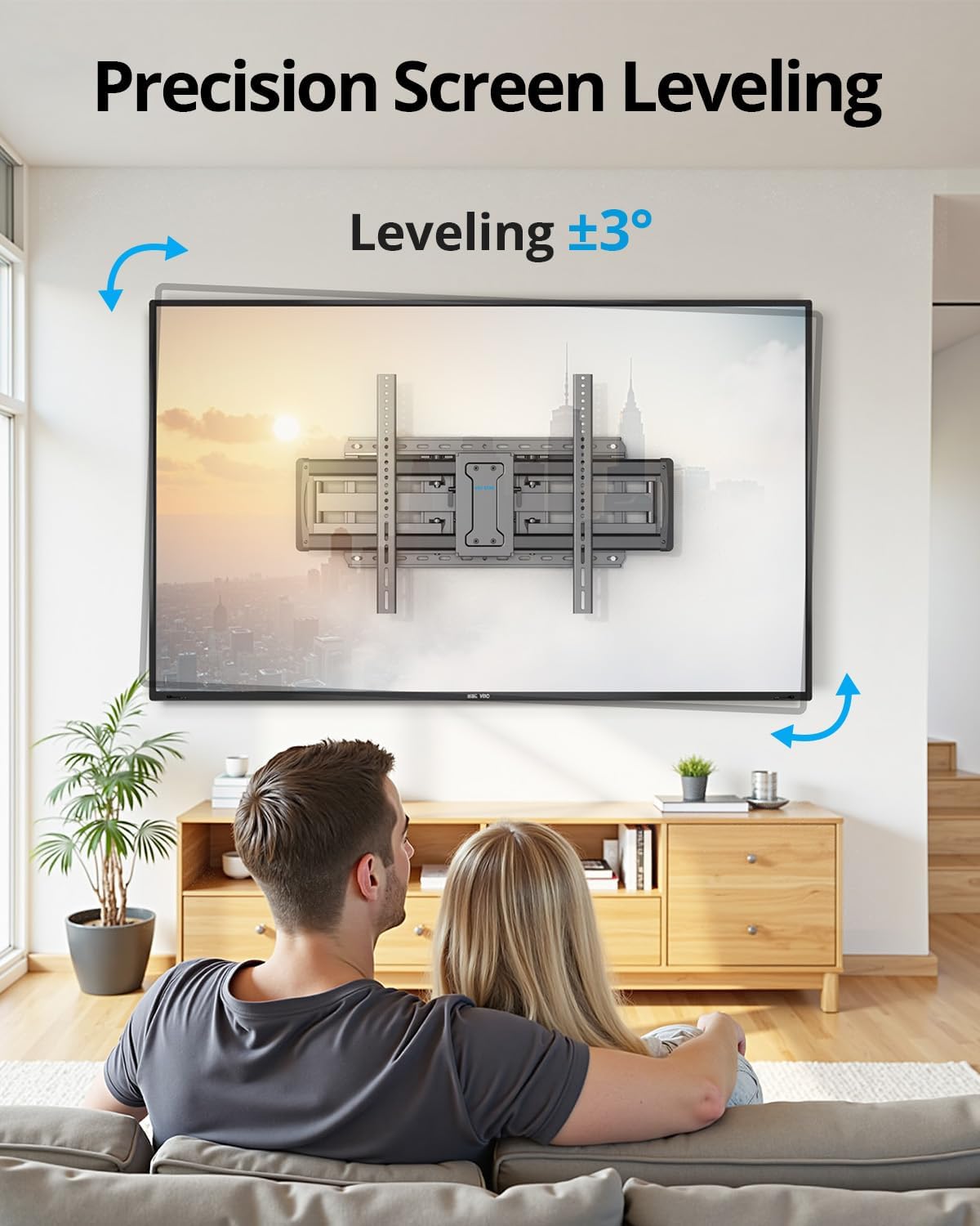 USX STAR 85 86 98 100 inch Heavy Duty TV Wall Mount for 37-105 inch Large TVs, Pre-Assembled TV Mount with Tool-Free Tilt, Up to 170lbs, VESA 800 x 600mm, 24″ Wood Studs