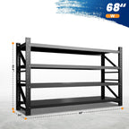MIIIKO 68" W Storage Shelves,7500LBS Metal Garage Storage Shelving,Heavy Duty Adjustable Unit Storage Shelves for Warehouse,Basement,68" W x 24" D x 63" H,Black