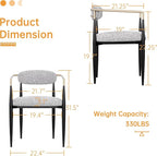 Morden Fort Modern Boucle Dining Chairs Set of 4, Grey Upholstered Dining Chairs with Black Metal Legs and Gold Armrest, Accent Chairs for Kitchen, Living Room and Bedroom