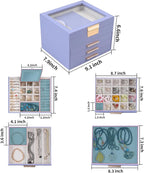 BOOVO Clear Lid Jewelry Box,4 Layers Jewelry Organizer Large Jewelry Storage Box with 3 Drawers,Jewelry Holder Organzier of Rings Earrings Necklace Bracelets for Women (Purple, 4 Layer)