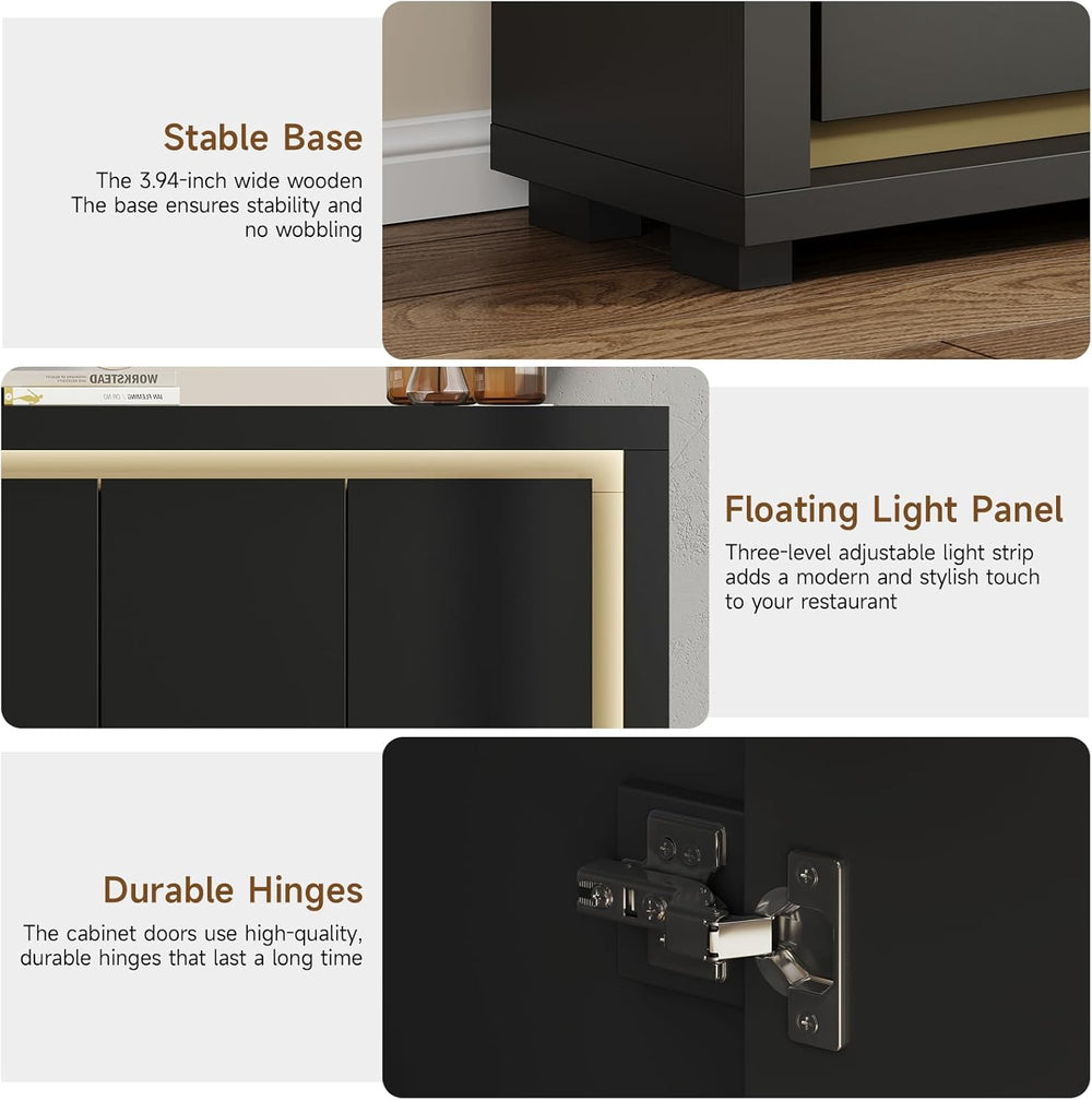 63"Sideboard Buffet Cabinet,Kitchen Buffet Storage Cabinet with Power Ou...