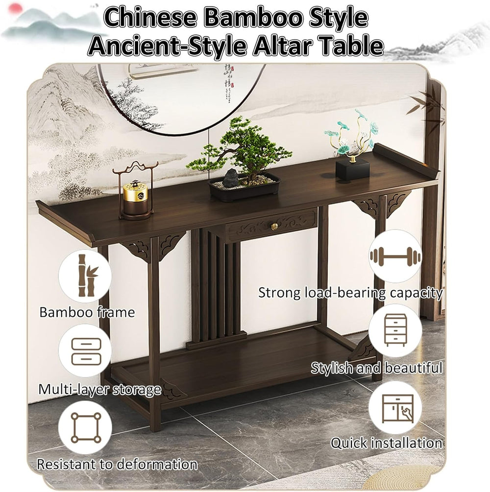 Personal Shrine Stand Prayer Meditation Table Buddha Niche Chinese Cabinet wi...
