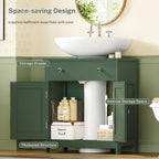TEENFON Pedestal Sink Storage Cabinet with 2 Doors and Drawer, Bathroom Sink Cabinet, Under Sink Storage with U-Shape Cut-Out, Green UNYSG033V
