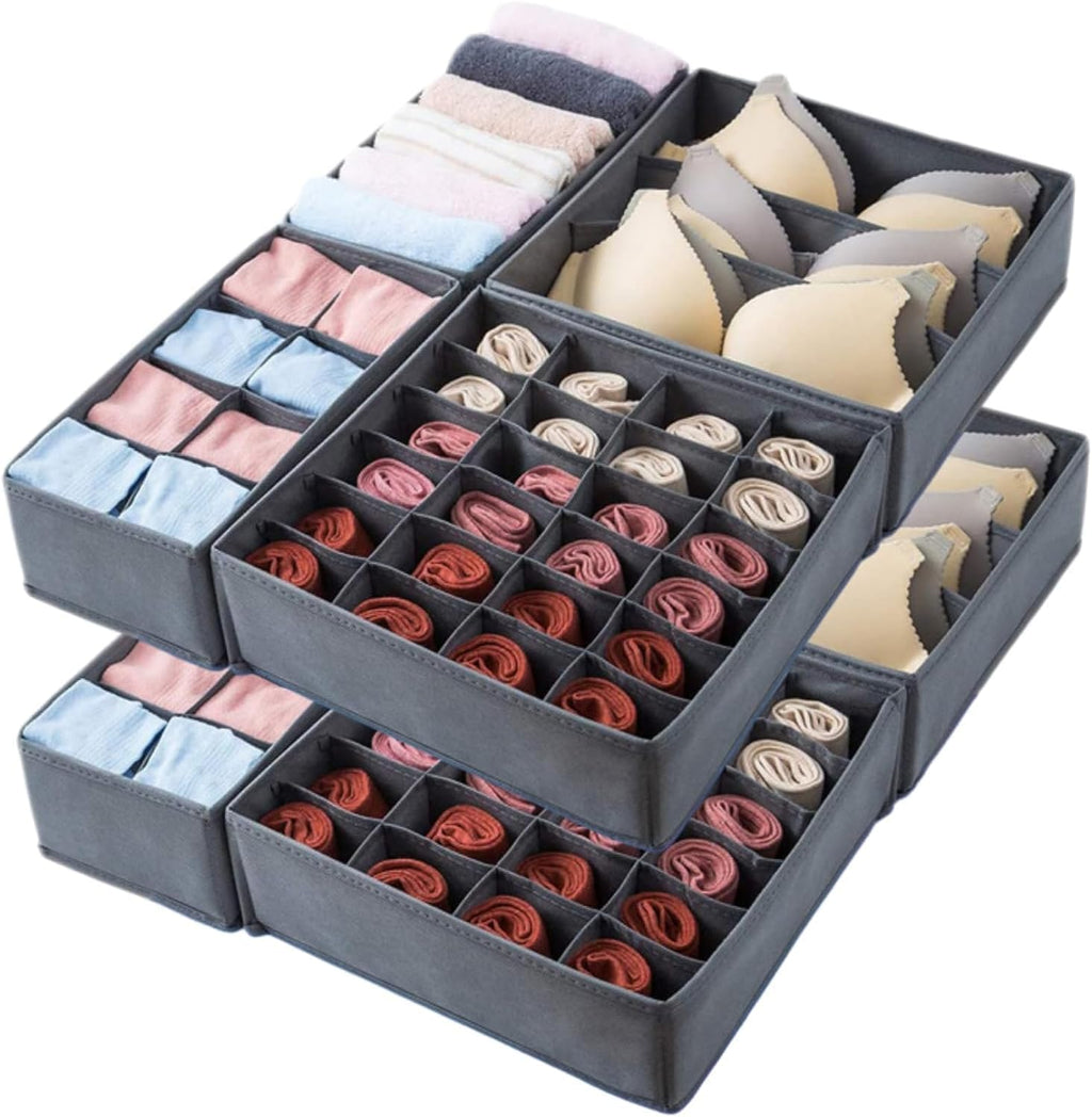 Dresser Drawer Organizer 8 Pack Clothes Underwear Sock Storage Light Gray Drawer Dividers Grey Foldable Closet Organizer Storage Box Dresser Drawer Organizers
