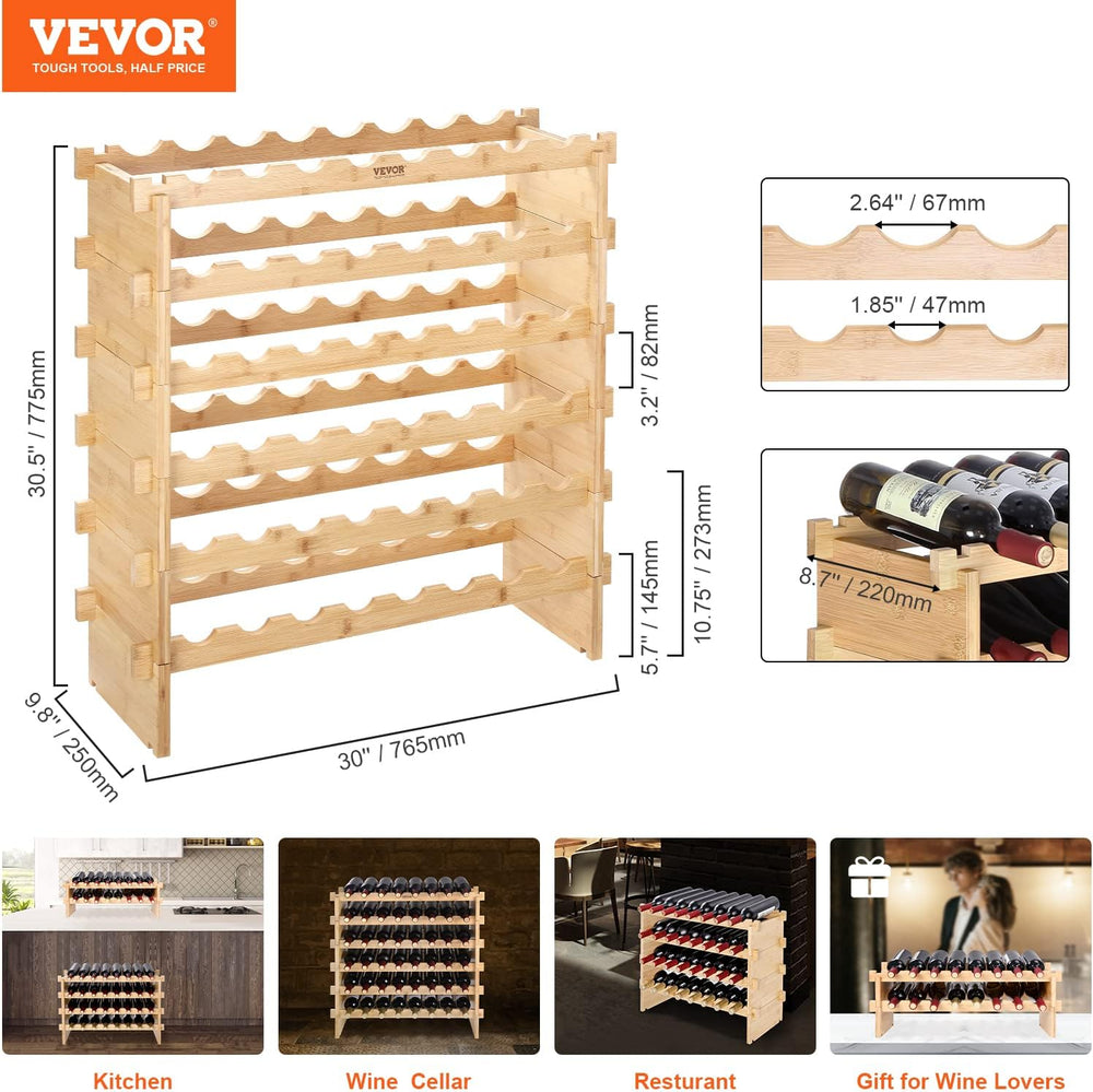 VEVOR 8-Tier 72 Bottles Stackable Modular Wine Rack, Freestanding Wines Holde...