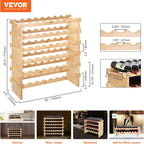 VEVOR 8-Tier 72 Bottles Stackable Modular Wine Rack, Freestanding Wines Holder Display Shelf, Solid Bamboo Wood Storage Racks, Wobble-Free Shelves for Kitchens, Dining Rooms, Cellars, Natural Color