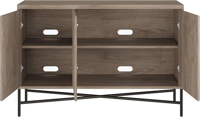 Henn&Hart 48" Wide Rectangular Buffet Table in Weathered Gray, for Home, Living Room, Bedroom, Entertainment Room, Office