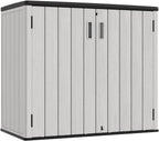 KINYING Outdoor Horizontal Storage Sheds,37 Cu.ft Outdoor Storage Cabinet Waterproof Resin Tool Storage Box for Lawn Mower,Garden Tools and Patio Furniture, Lockable (Grey)