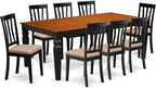 East West Furniture LGAN9-BCH-C 9 Piece Dining Set Includes a Rectangle Dining Room Table with Butterfly Leaf and 8 Linen Fabric Upholstered Chairs, 42x84 Inch, Black & Cherry