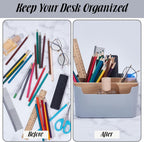 2 Pack Gray Desk Storage Organizer, Desk Organizers and Remote Control Caddy Holder Desktop Pen Pencil Holder Container Box for Bedside Nightstand Desktop Coffee Table Office Supplies