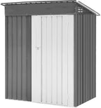 5x3 FT Outdoor Metal Storage Shed with Lockable Door, All-Weather Garden Tool Shed with Sloping Roof, Waterproof Steel Shed for Backyard, Patio, Lawn, Light Gray