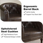 Faux Leather Barrel Accent Chair with Nailhead, Chocolate, Set of 1 | Low-Back Design | Solid Wood Frame & Legs | High-Density Foam Seat | For Living Room, Bedroom, Reception & Office
