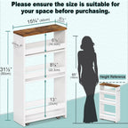 MARTY Rolling Storage Cart 4-Tier White Kitchen Cart with Wheels,Slim Storage Cart with Handle Slide Out Utility Cart Shelving Unit Organizer Trolley for Laundry Narrow Places Bathroom Small Corner
