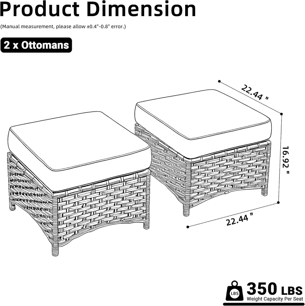 HOOOWOOO Upgraded 2 Pieces Outdoor Wicker Patio Furniture Set, Water Resistan...