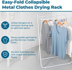 Honey-Can-Do Easy-Fold Collapsible Clothes Drying Rack, Sturdy Metal Laundry Rack Holds 40 lbs, Space-Saving Foldable Towel Rack for Indoor Outdoor Use, Non-Skid Feet, White