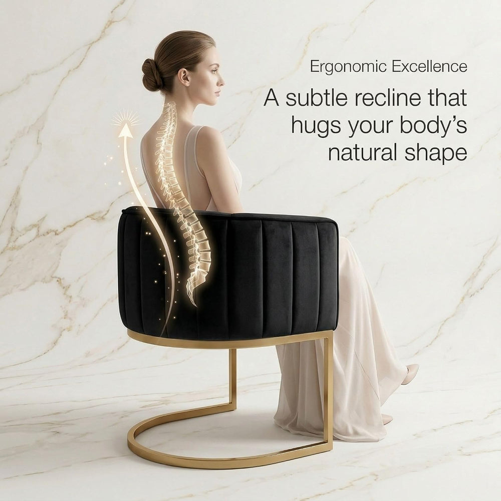 Hyfirm Black and Gold Barrel Dining Room Chairs Set of 4, Modern Velvet Uphol...