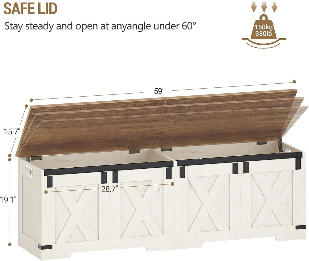 Hzuaneri 59" Farmhouse Storage Chest and Bench | 70 Gal | 330lb Seat | S...