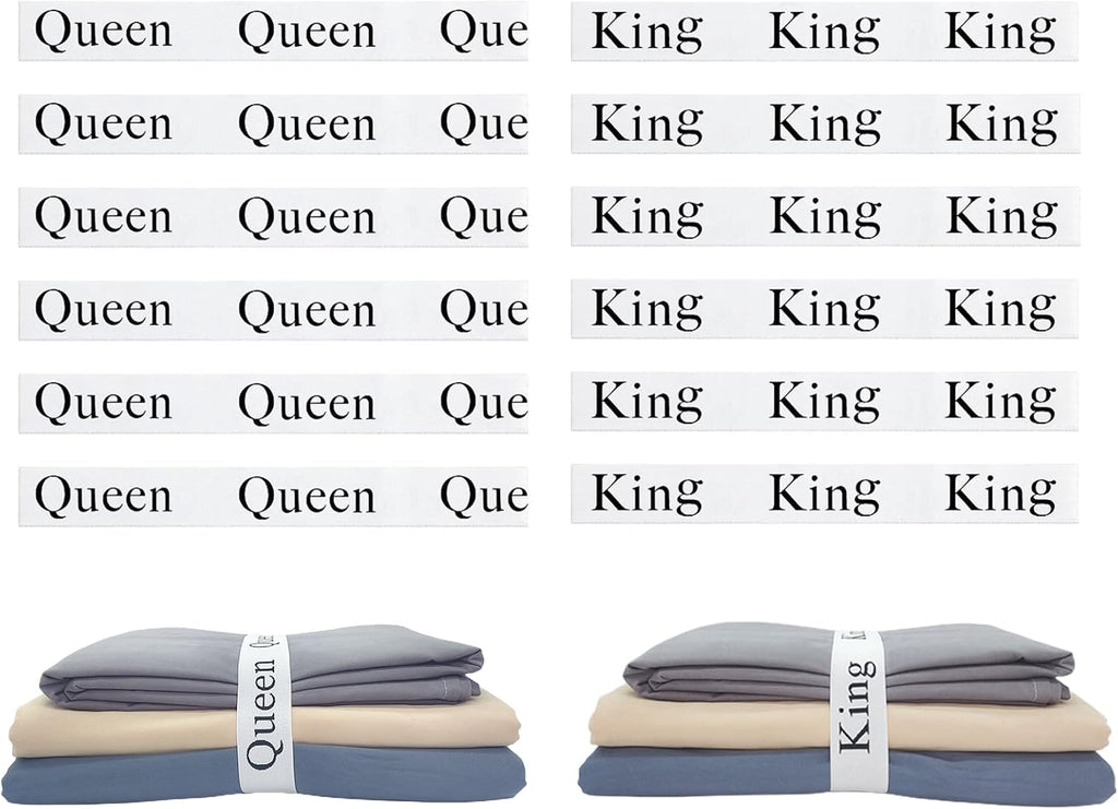 12 Pieces Bed Sheet Organizer Bands, Closet Organization Sheet Straps, Linen Labels Bedding Bands, Elastic Bed Sheet Storage Sheet Keepers （6PcsQueen 6PcsKing ）