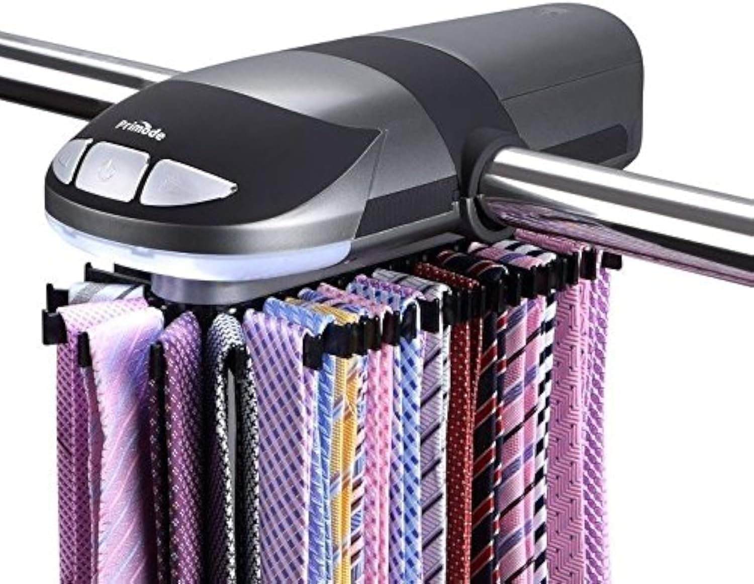 Motorized Tie Rack Stores Up to 50 Ties– Closet Organizer, Holds & Displays Up to 50 Ties Or Belts, Rotation Operates with Batteries. Great Gift Idea for Fathers Day
