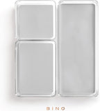 BINO | 3-Piece Drawer Organizer Bin Set - Grey, Large | THE MODULAR+ | Multi-Purpose Storage | Soft-Grip Lining and Non-Slip Rubber Feet | Durable | BPA-Free | Desk Drawer Organizer | Vanity Organizer