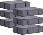 TYEERS Under Bed Storage Containers, Durable Fabric, Washable, Collapsible, Under Bed Storage Bins for Clothes, Blankets, Sheets, Shoes, 27.5x16.5x7 Inches, 6-Pack, Dark Grey