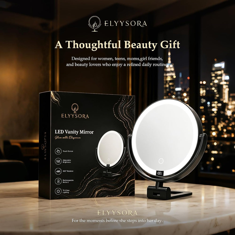 1X/30X Makeup Mirror with Lights, Magnifying Mirror (Black)