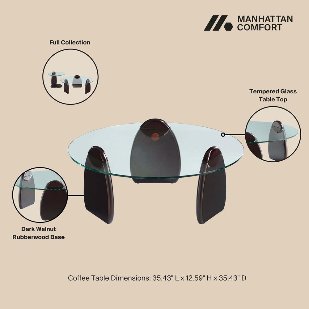 Manhattan Comfort Artesia 2 Piece Set, Round End and Coffee Tables with with ...