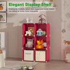 C&AHOME 6-Cube Storage Organizer, Stackable Storage Cubes Shelves, Portable Bookshelf, Plastic Clothing Storage Closet Organizer, DIY Modular Shelving Units for Wardrobe, Home, Red