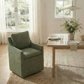 Upholstered Dining Chairs Set of 1, Modern Dining Room Chairs with Casters & Washable Cover, Rolling Accent Chair with Hidden Storage for Kitchen, Farmhouse, Living Room, Green, 1 Box