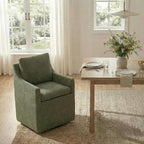 Upholstered Dining Chairs Set of 1, Modern Dining Room Chairs with Casters & Washable Cover, Rolling Accent Chair with Hidden Storage for Kitchen, Farmhouse, Living Room, Green, 1 Box
