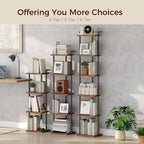 Bookshelf, 5-Tier Bookcase, Vertical Tall Narrow Book Shelf for Small Space, Open Storage Display Shelf with Stable Base & Anti-Tip Kits, for Living Room, Study, Rustic Brown BKHR11501