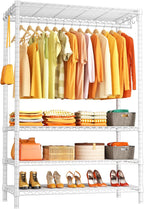 Ulif H4 Plus Garment Rack, 4-Tier Portable Clothes and Clothing Rack for Bedroom and Cloakroom, Closet Storage and Organizer Wardrobe System, 45" W x 14" D x 76.4" H, Load 522lbs, White