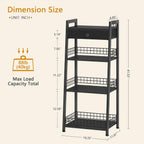 Gewudraw Bathroom Ladder Shelf with Drawer, 4-Tier Bathroom Storage, Black | Bathroom Table Stand for Small Spaces, Bathroom Storage for Living Room, Bedroom, Kitchen, Bathroom Organizer Standing Shelf