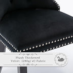 Velvet Upholstered Dining Chairs Set of 2, Modern Style Kitchen Side Chairs with Nailhead Trim and Wood Legs,Metal Pulling Ring for Dining Room Living Room(Black,Set of 2)