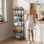 SINGAYE Shelf Closet Wire Shelving：Adjustable Metal Unit for Laundry Room Organization Bathroom Kitchen Home Storage with Wheels Pantry Rack Shelves