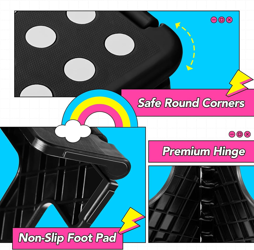 Delxo 13 inch 2 Pack Folding Step Stool, Non-Slip Foldable Stools Up to 300 L...