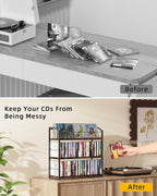 3-Tier CD Holder, CD Storage and Rack for Display, Storage Organizer with Display Top Shelf, Premium Holder Shelf for Home, Office and Kitchen Counter Organizer Rack, Holds 123 CDs