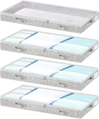 Low Profile Under Bed Storage, 3-Inch High Foldable Underbed Storage Bins with Lid & Zipper, No Structure, Super Slim Clothes Organizer for Crib Dorm Couch Low Bed, 6-Pack, Clear Top