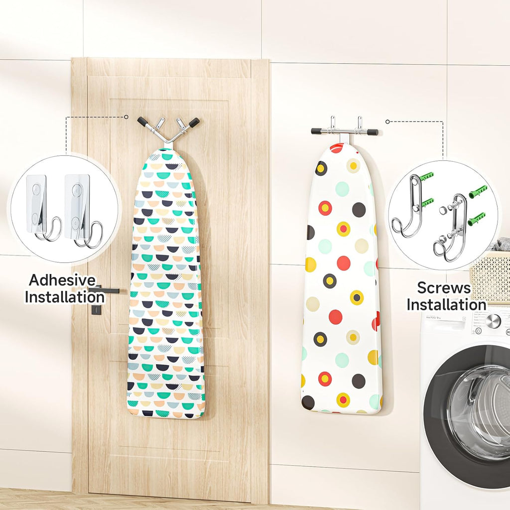 Ironing Board Hanger Wall Mount, Ironing Board Holder for T or Y Leg, Iron Board Holder Stainless Steel, Iron Board Hanger for Laundry Room, Iron Boards Hook for Wall