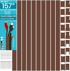 Brown Channel Kit Hide Wires - 157in Cord Concealer, Hide Along Walls, Extension Cord Safety Cover, TV Wall Wire Hiders