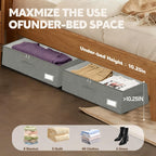 Under Bed Storage with Wheels, 2-Pack Under Bed Storage Containers, No Assemble Required 10 inches Height, Rolling underbed storage Drawers, Underbed Storage Bins for Shoes, Clothes, Blankets, Toys