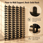 Large Wall Mount Wine Rack, 16 Tier 64 Bottle Wine Storage Organizer Display Holder, Metal Liquor Display for Wine Cellars, Home Bars, Kitchens, and Dining Rooms (Black, 64 Bottles)