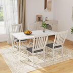 Giantex Wood Dining Chairs Set of 2, Farmhouse Kitchen Chairs with Solid Wood Frame, Max Load 355 Lbs, Armless Upholstered Dining Side Chairs with Cushion Seat, Slat Back Dining Room Chair, White