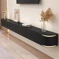 55.1" Floating TV Stand Fully Assembled, Wall Mounted Entertainment Center Media Console Cabinet with Curved Edge, Floating TV Console Table with Storage Drawers & Door, for Living Room TVs