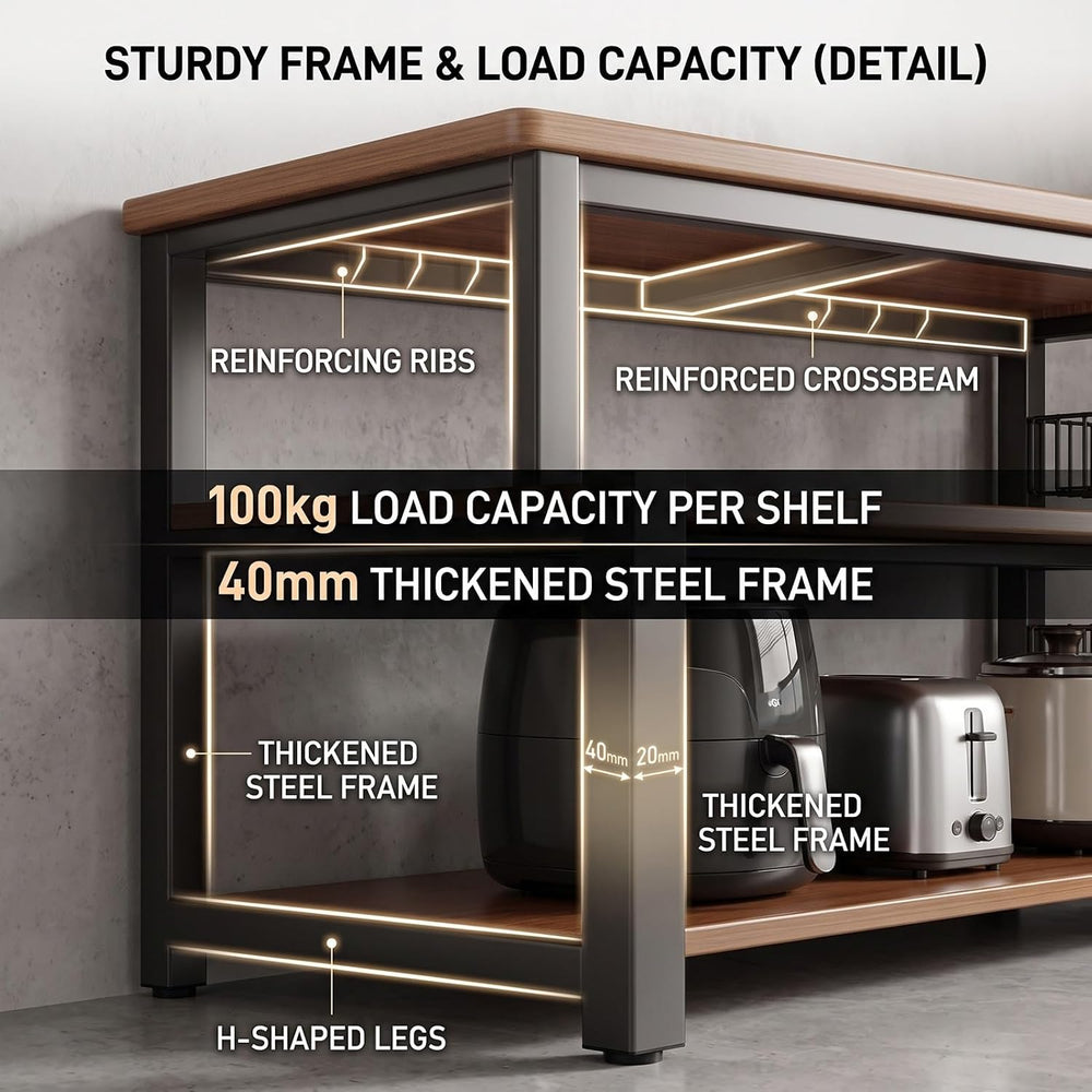 Rolling Kitchen Island Cart Microwave Stand with Dense Storage Baskets