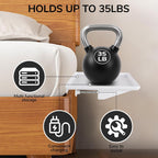 Bedside Shelf for Bunk Beds & Top Bunk, Clip On Nightstand with Cable Catch, White, 35lbs Capacity, College Dorm Room & Kids Room (White)