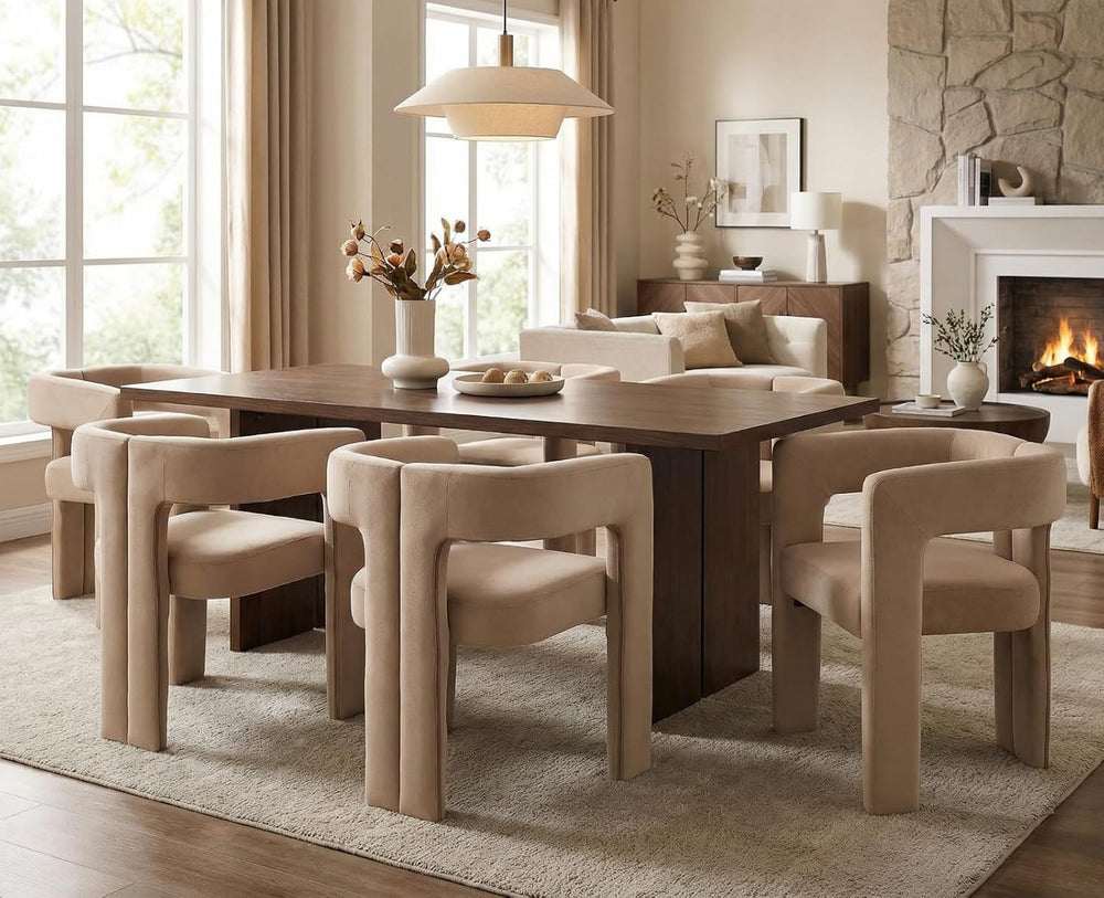 CIMOTA Modern Barrel Dining Chairs Set of 4, Velvet Fabric Upholstered Accent...