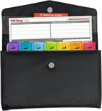 5 Times a Day Weekly Pill Box with Medication Wallet, Easy Secure Magnetic Closure, 5X Pillbox with Medication Schedule and Medical Alert Card (5 Time-a-Day Wallet)
